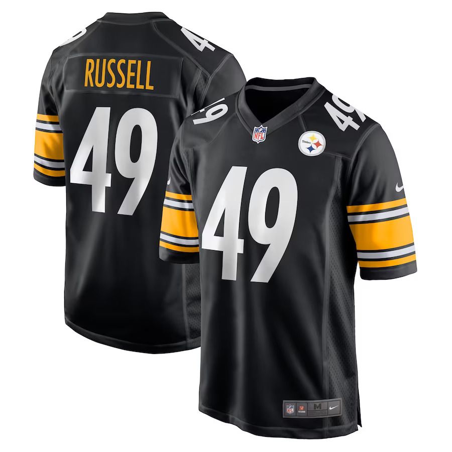 Men Pittsburgh Steelers #49 Chapelle Russell Nike Black Game Player NFL Jersey